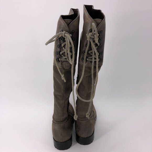 Cole Haan Nike Air Waterproof Knee High Boots Weathered Suede Leather Brown Lace - Picture 14 of 16